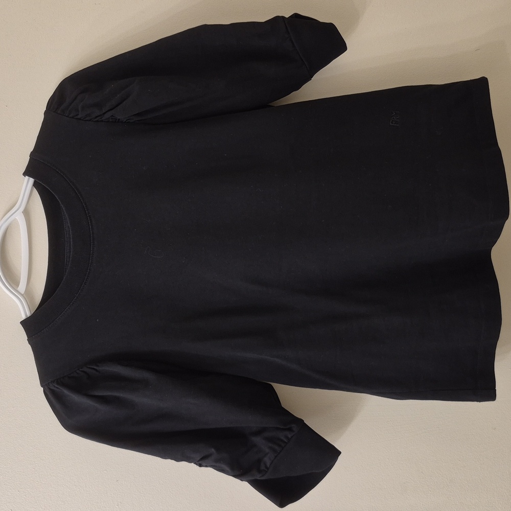 Frame Black Puff Shoulder Top Size Small